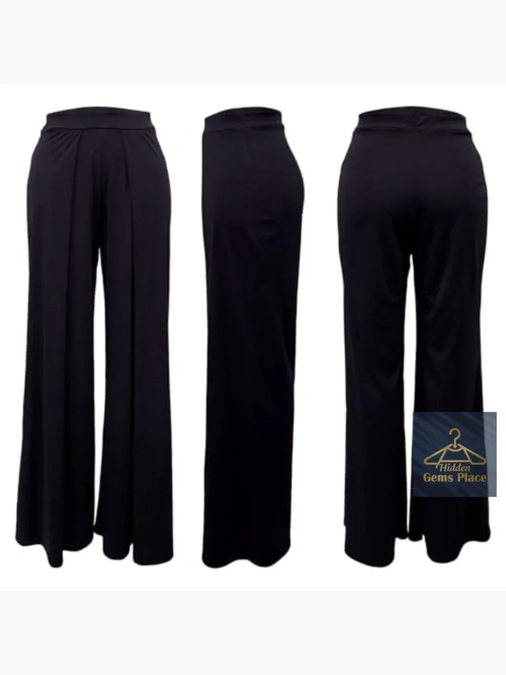 Wide Leg Dress Pants High Waisted Flowy Palazzo Trousers for Work Office - Picture 5 of 7